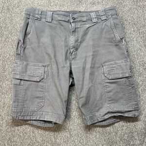 Duluth Trading Co Mens Flex Fire Hose Cargo Shorts Gray Workwear Size 35 x 11